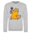 Свитшот Cat boy love Серый меланж фото