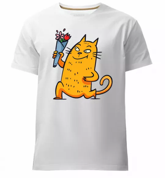 Чоловіча преміум футболка Cat boy love Білий фото