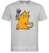 Чоловіча футболка Cat boy love Сірий фото