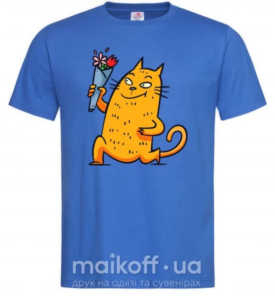 Мужская футболка Cat boy love Ярко-синий фото