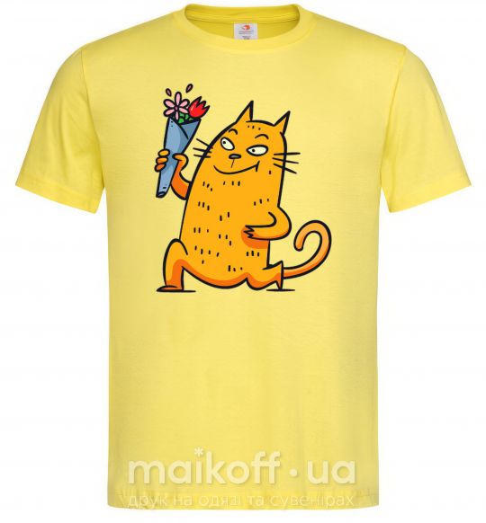 Мужская футболка Cat boy love Лимонный фото