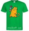Мужская футболка Cat boy love Зеленый фото