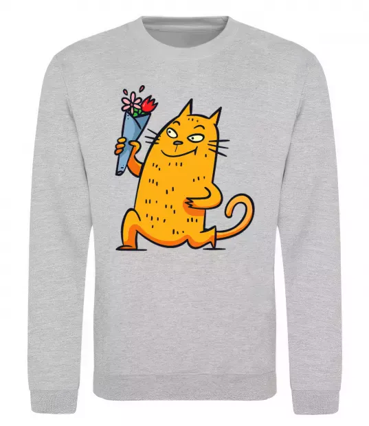 Свитшот Cat boy love Серый меланж фото