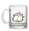 Чашка скляна Пара пингвинов Прозорий фото