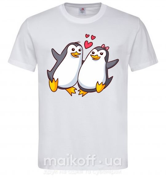 Мужская футболка Пара пингвинов Белый фото