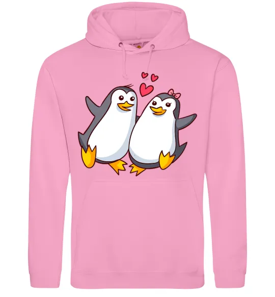 Мужская толстовка (худи) Пара пингвинов Розовый фото