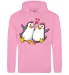 Мужская толстовка (худи) Пара пингвинов Розовый фото