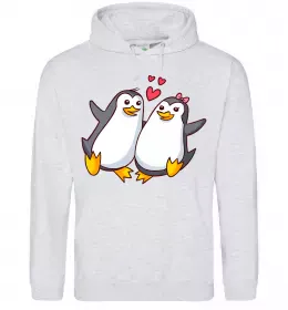 Мужская толстовка (худи) Penguins are my favourite Серый меланж фото