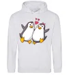 Женская толстовка (худи) Пара пингвинов Серый меланж фото