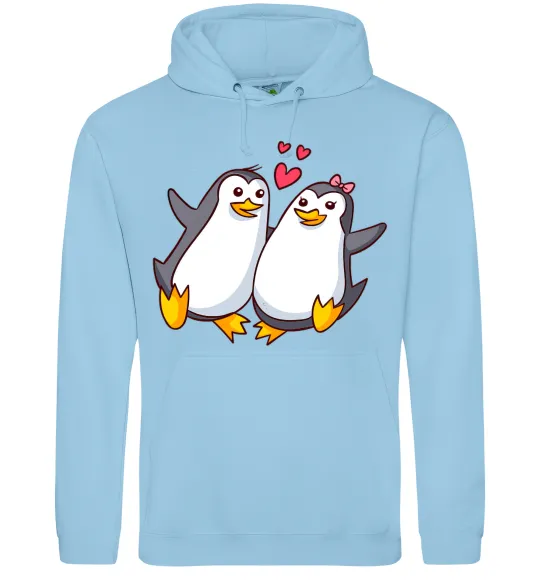 Жіноча толстовка (худі) Пара пингвинов Блакитний фото