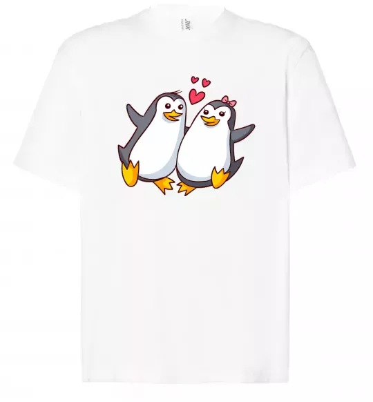 Футболка Оверсайз Пара пингвинов Белый фото