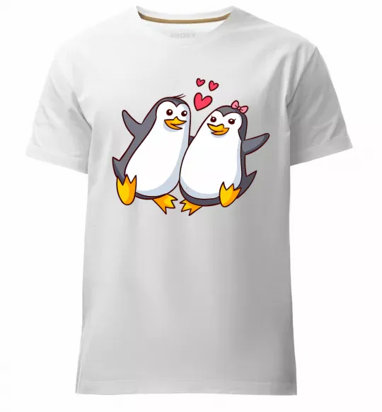 Мужская премиум футболка Пара пингвинов Белый фото
