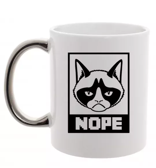 Чашка с цветной ручкой NOPE Серебро фото