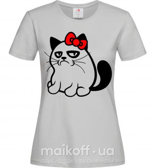 Женская футболка Grupy cat girl Серый фото