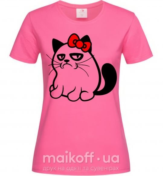 Жіноча футболка Grupy cat girl Яскраво-рожевий фото
