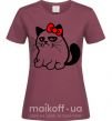 Жіноча футболка Grupy cat girl Бордовий фото