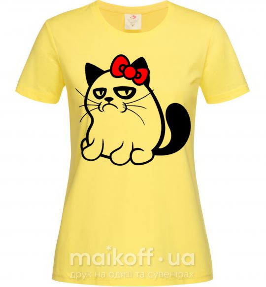 Женская футболка Grupy cat girl Лимонный фото