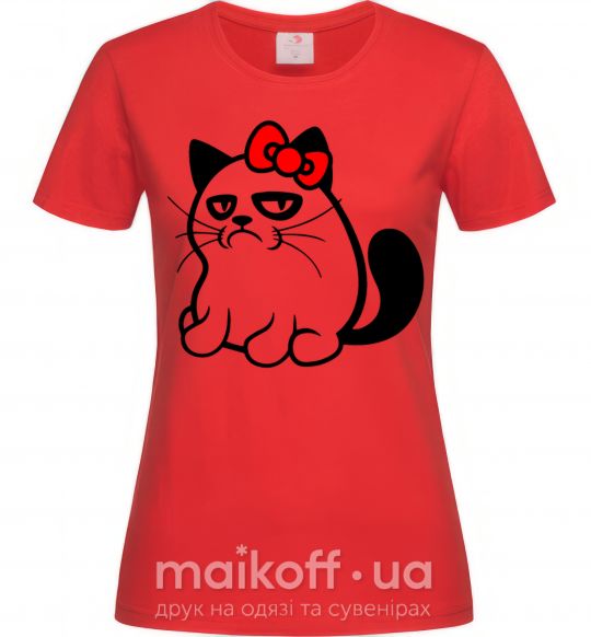 Женская футболка Grupy cat girl Красный фото