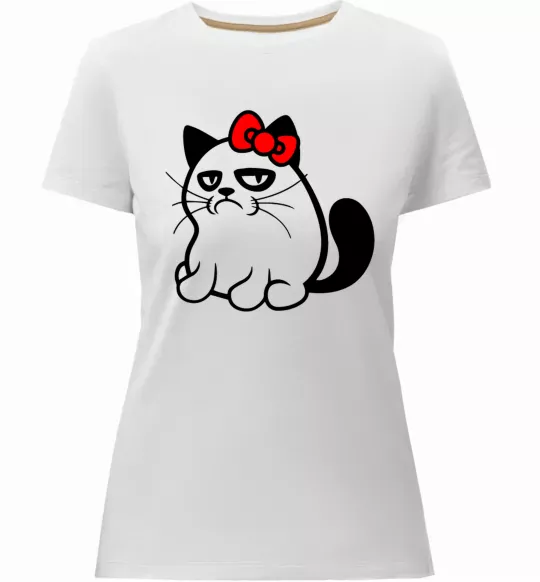 Женская премиум футболка Grupy cat girl Белый фото