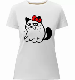 Женская премиум футболка Cat girl love Белый фото