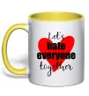 Чашка з кольоровою ручкою Let's hate everyone together Сонячно жовтий фото