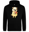 Мужская толстовка (худи) Love pug boy Черный фото
