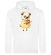 Мужская толстовка (худи) Love pug boy Белый фото