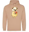 Мужская толстовка (худи) Love pug boy Песочный фото