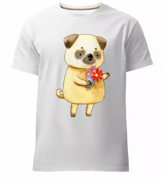 Чоловіча преміум футболка Love pug boy Білий фото