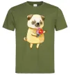 Мужская футболка Love pug boy Оливковый фото