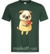 Мужская футболка Love pug boy Темно-зеленый фото