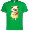 Мужская футболка Love pug boy Зеленый фото