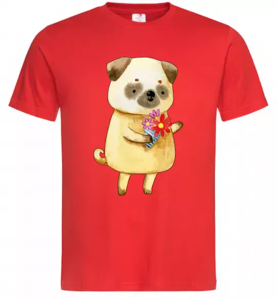 Мужская футболка Love pug boy Красный фото