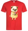 Мужская футболка Love pug boy Красный фото