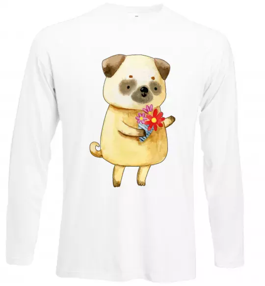 Лонгслів Love pug boy Білий фото