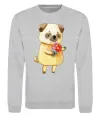 Світшот Love pug boy Сірий меланж фото