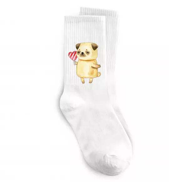 Носки Love pug girl Белый фото
