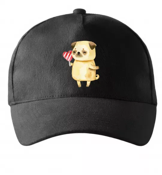 Кепка Love pug girl Черный фото