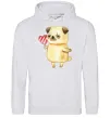 Жіноча толстовка (худі) Love pug girl Сірий меланж фото
