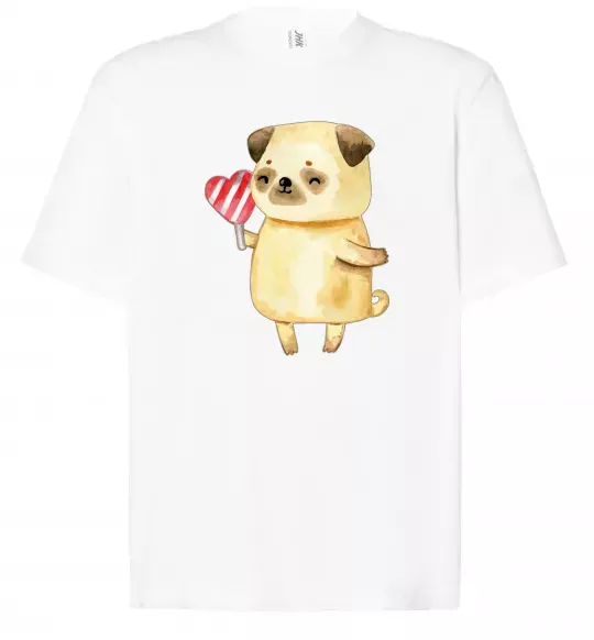 Футболка Оверсайз Love pug girl Белый фото