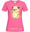 Жіноча футболка Love pug girl Яскраво-рожевий фото