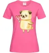 Женская футболка Love pug girl Ярко-розовый фото