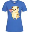 Женская футболка Love pug girl Ярко-синий фото
