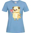 Женская футболка Love pug girl Голубой фото