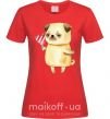 Женская футболка Love pug girl Красный фото
