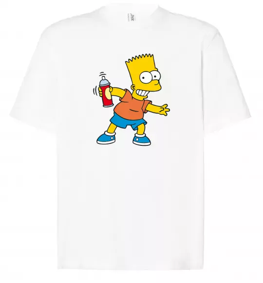 Футболка Оверсайз Барт з фарбою Білий фото