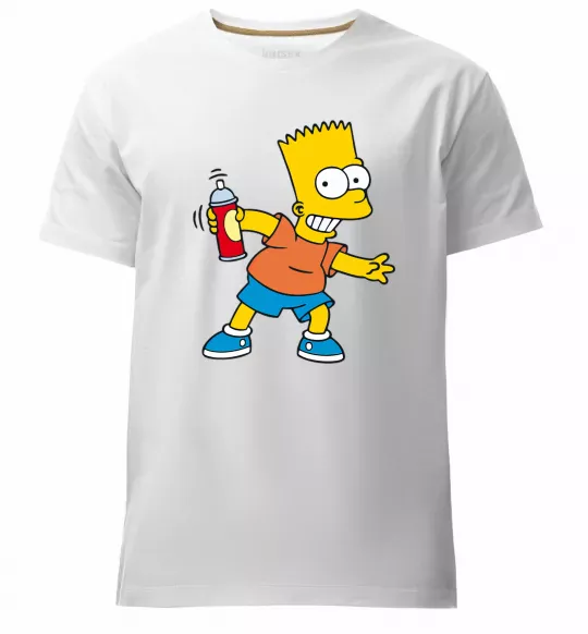 Чоловіча преміум футболка Барт з фарбою Білий фото