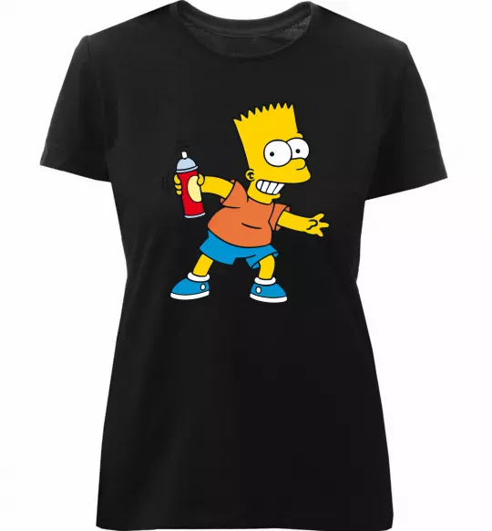 Жіноча преміум футболка Барт з фарбою Чорний фото