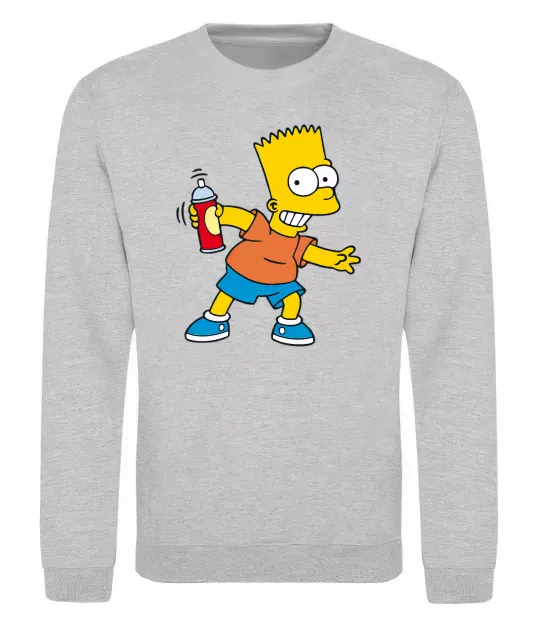 Світшот Барт з фарбою Сірий меланж фото