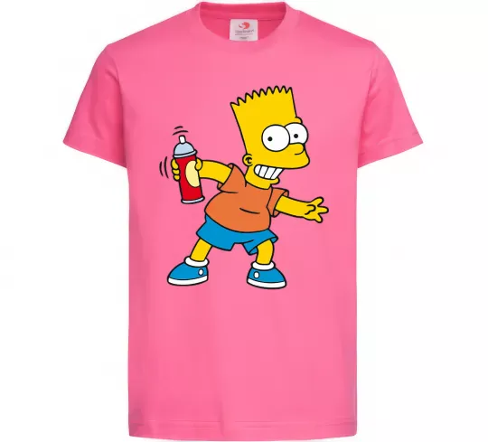 Детская футболка Барт з фарбою Ярко-розовый фото